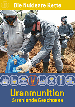 Titelseite der Broschüre Uranmunition: Strahlende Geschosse